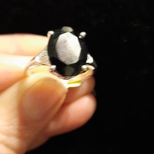 Thai Black Spinel Ring in Sterling Silver